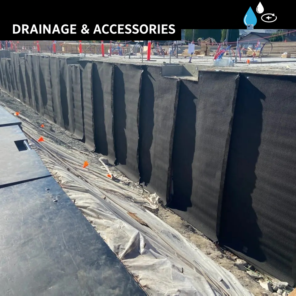 Drainage board installed on foundation wall